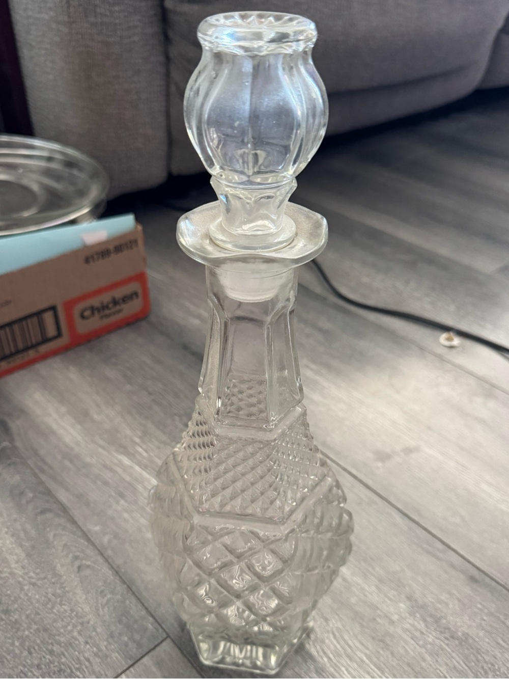Vintage Clear Glass Decorative Decanter with Stopper -